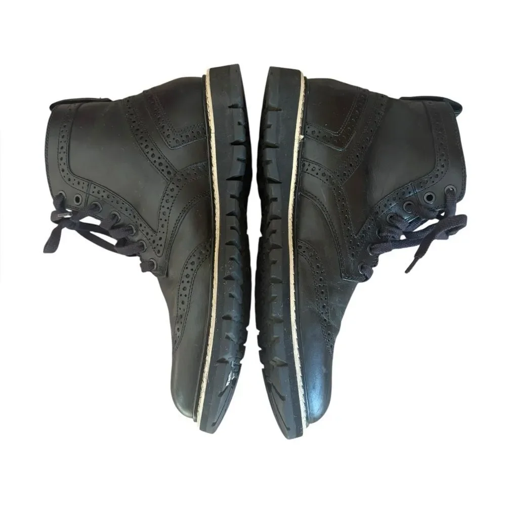 Timberland Black Britton Hill Wingtip Boots Leather Oxford Mens Size 9.
